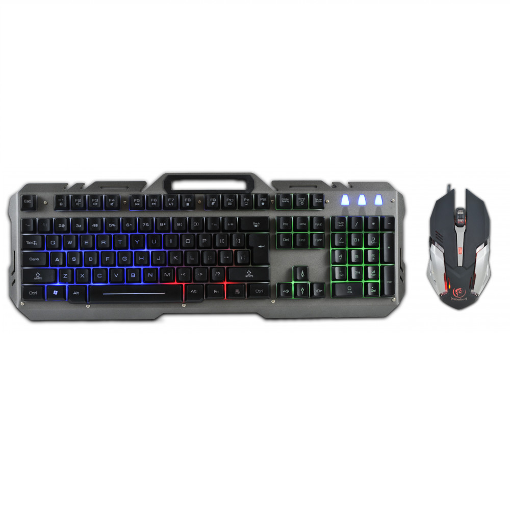 Rebeltec wired set: LED keyboard + mouse för INTERCEPTOR players