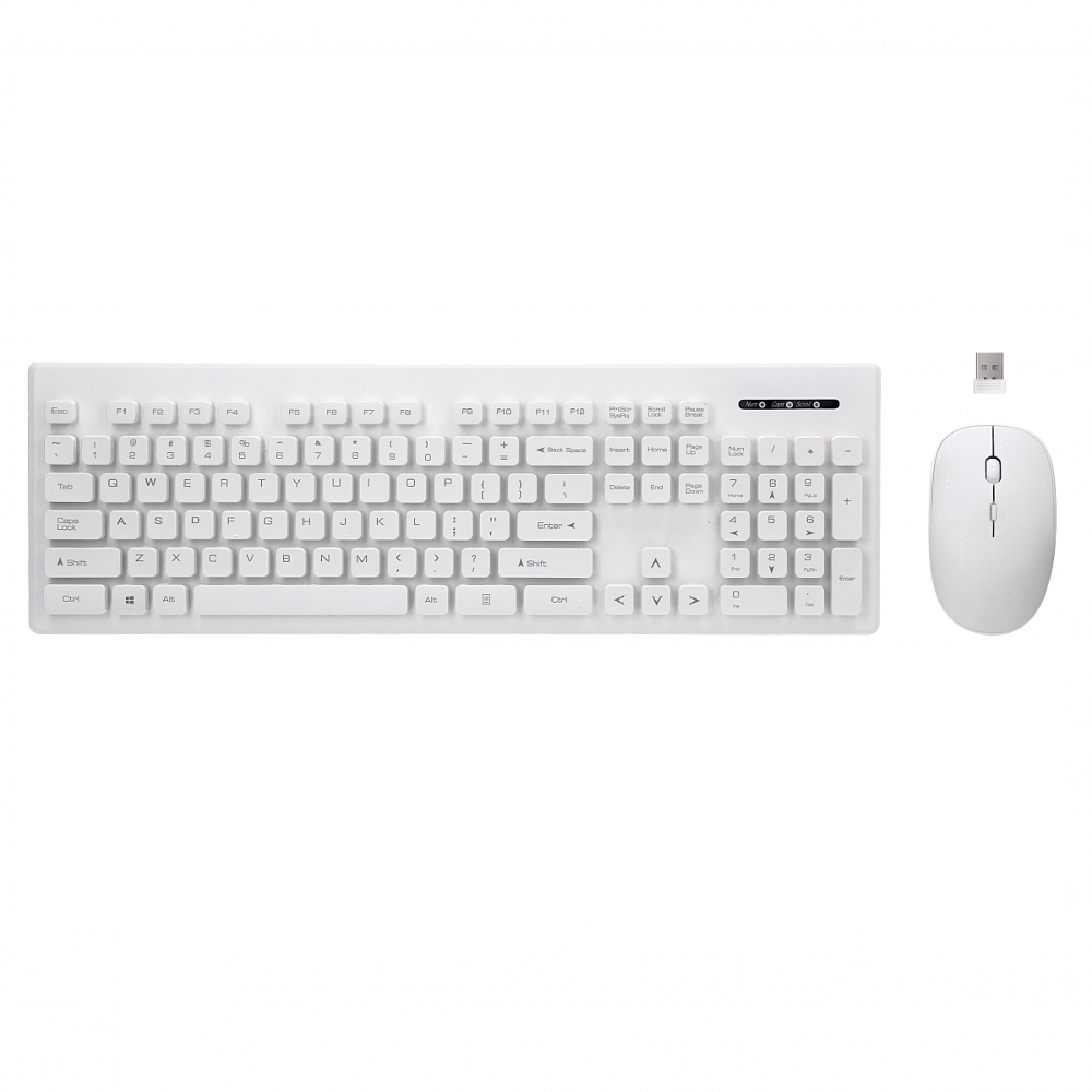 Rebeltec wireless set: keyboard + mouse vit WHITERUN