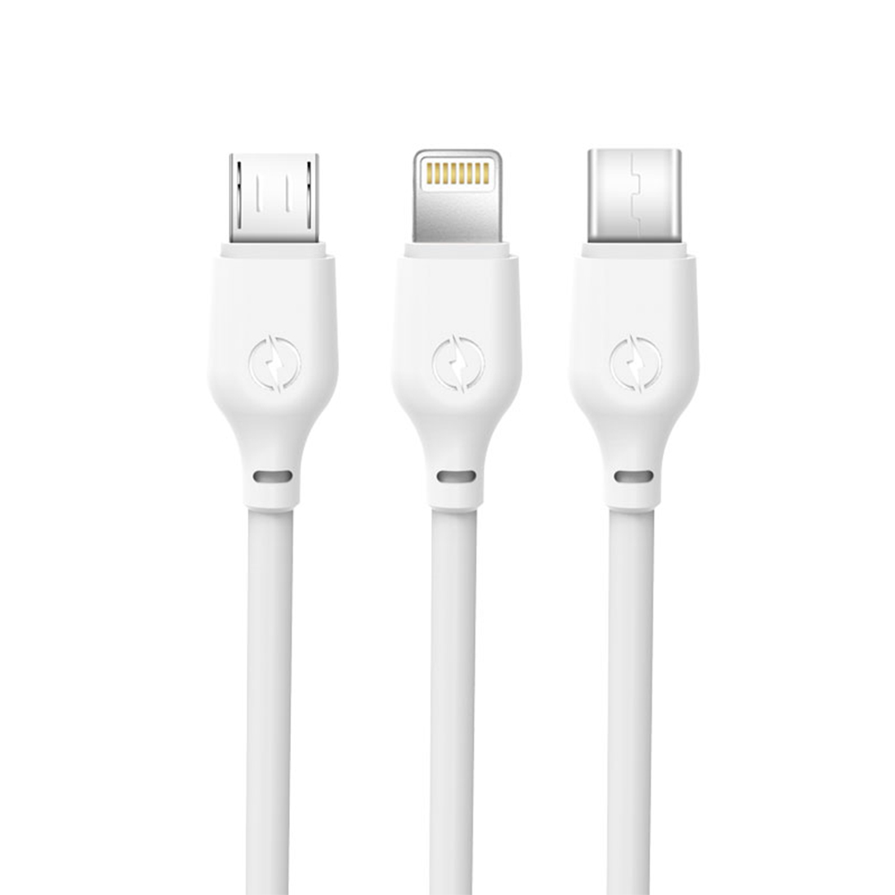 XO kabel NB103 3in1 USB - Lightning + USB-C + microUSB 1,0 m 2,1A vit