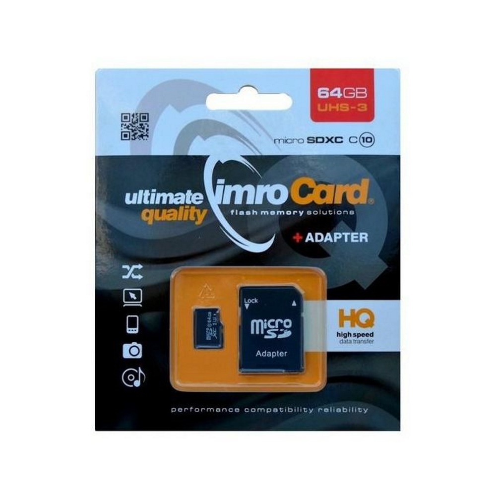 Imro memory card 64GB microSDXC cl 10 UHS-3 + adapter
