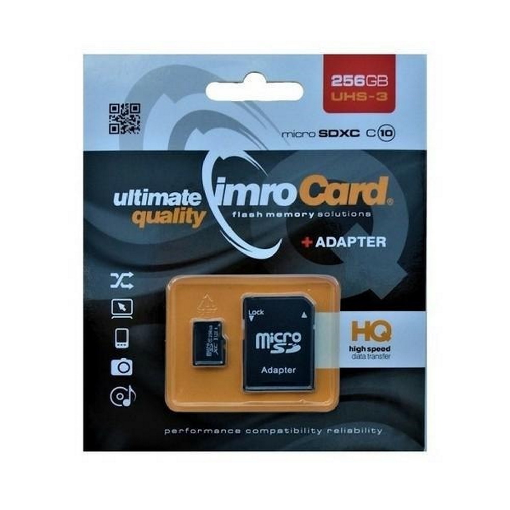 Imro memory card 256GB microSDXC kl 10 UHS-3 + adapter