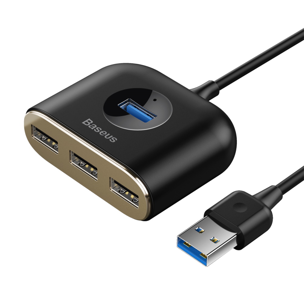 Baseus adapter HUB Square USB 3 0 to 4x USB svart