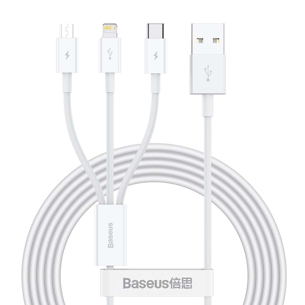 Baseus kabel 3in1 Superior USB - Lightning + USB-C + microUSB 1,5 m 3,5A vit