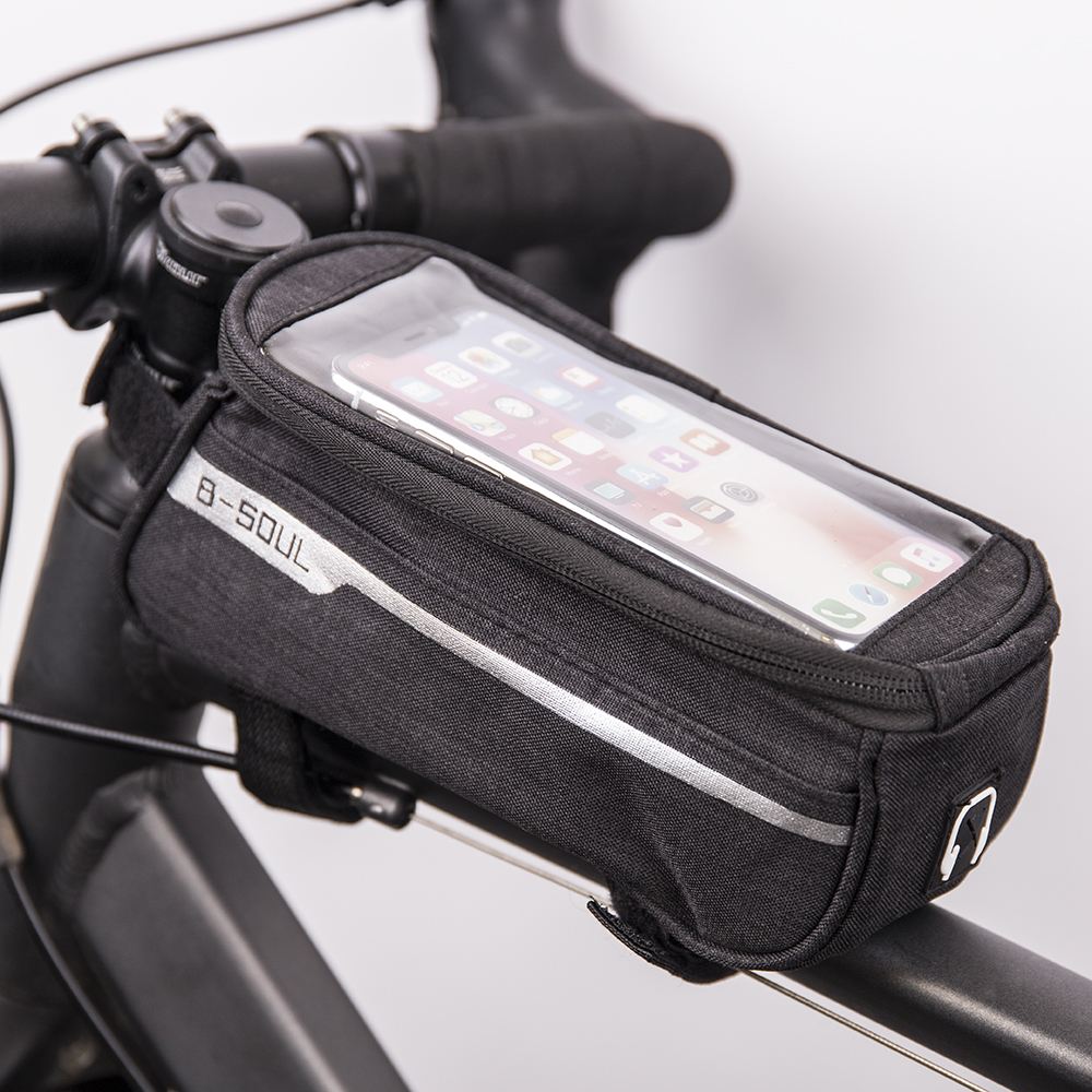 Waterproof bike frame bag with phone hållare svart