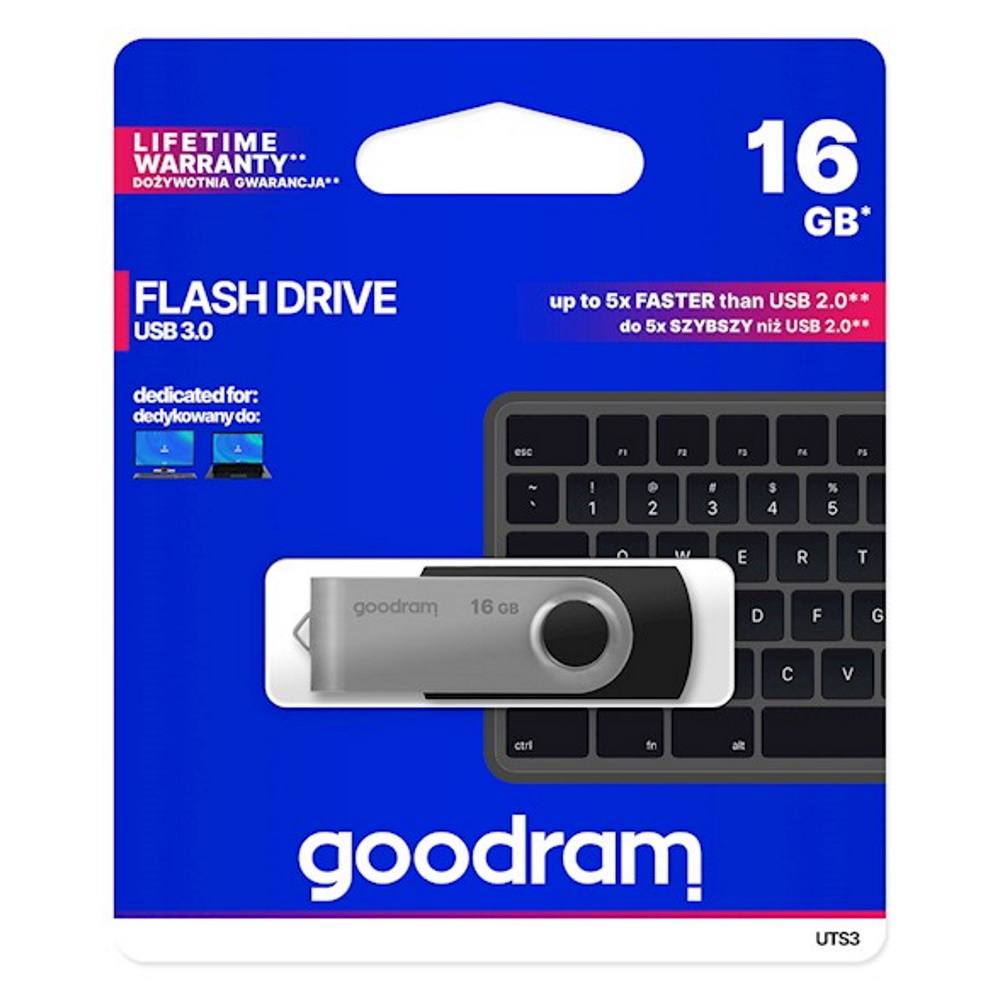 Goodram pendrive 16GB USB 3 0 Twister svart