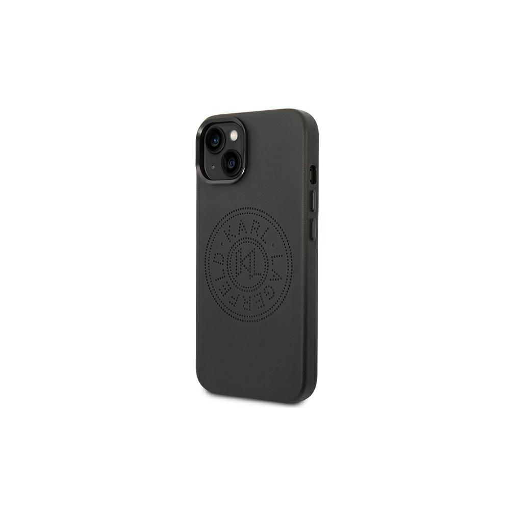 Karl Lagerfeld fodral för iPhone 14 Plus KLHCP14MFWHK svart PU Leather fodral Perforated Logo and Metal Buttons
