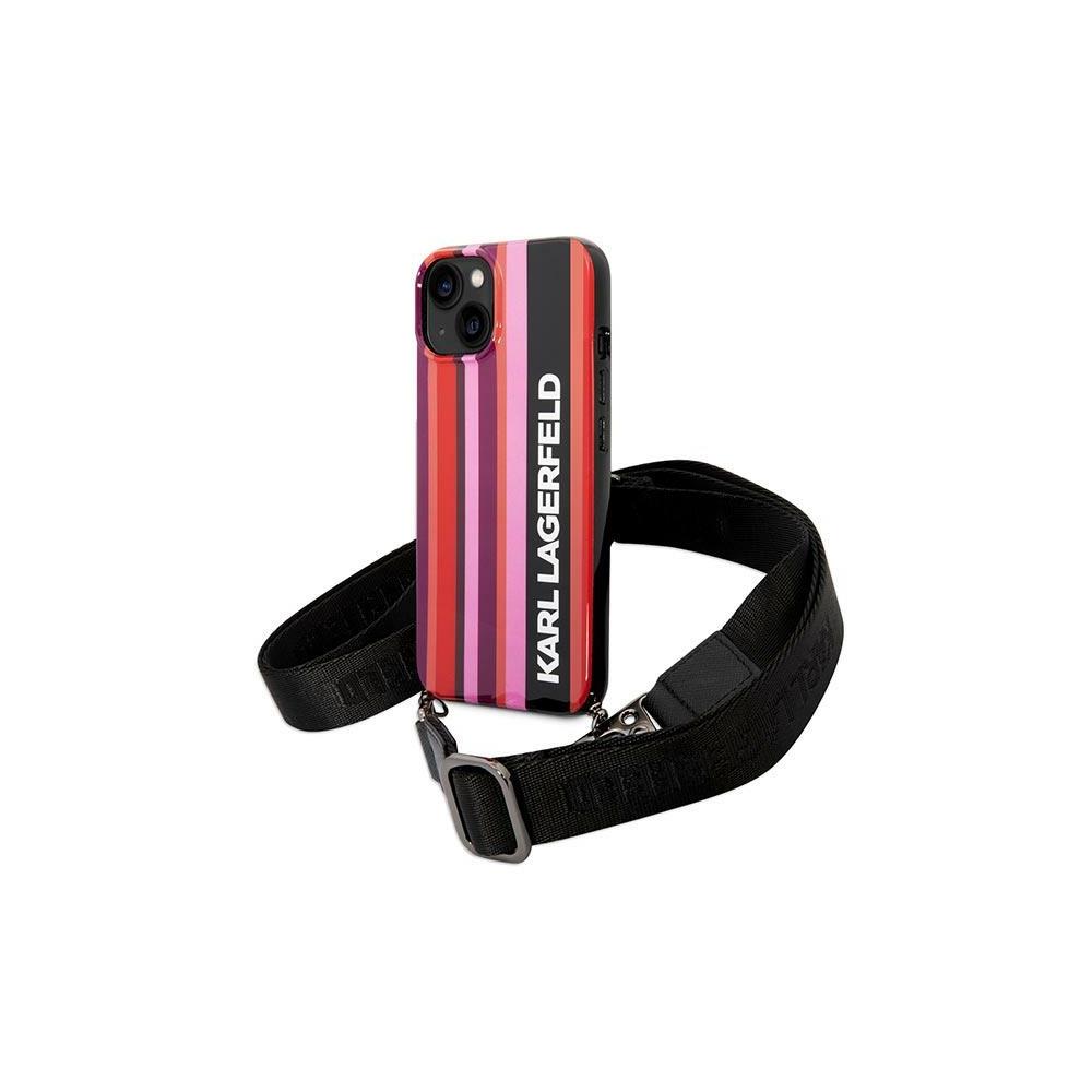 Karl Lagerfeld fodral för iPhone 14 KLHCP14SSTSTP rosa hardcase Color Stripes Strap
