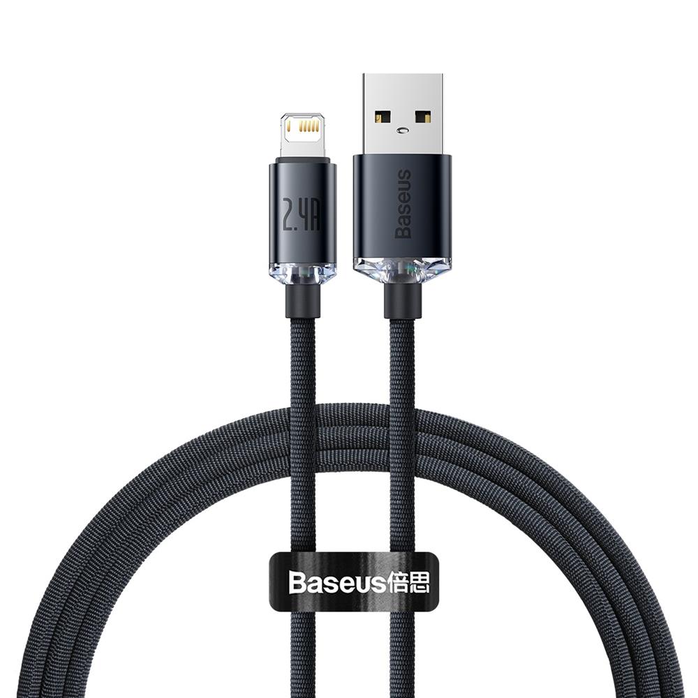Baseus kabel Crystal Shine USB - Lightning 1,2 m 2,4A svart
