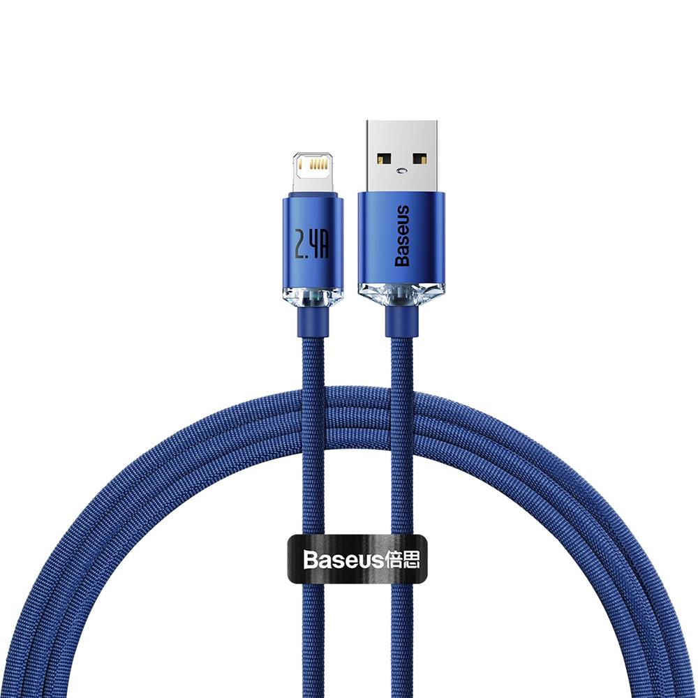 Baseus kabel Crystal Shine USB - Lightning 1,2 m 2,4A blå