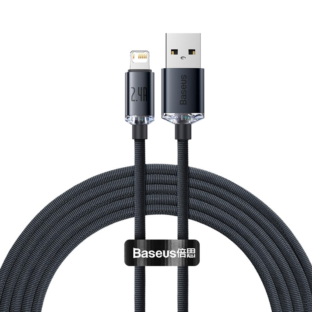 Baseus kabel Crystal Shine USB - Lightning 2,0 m 2,4A svart