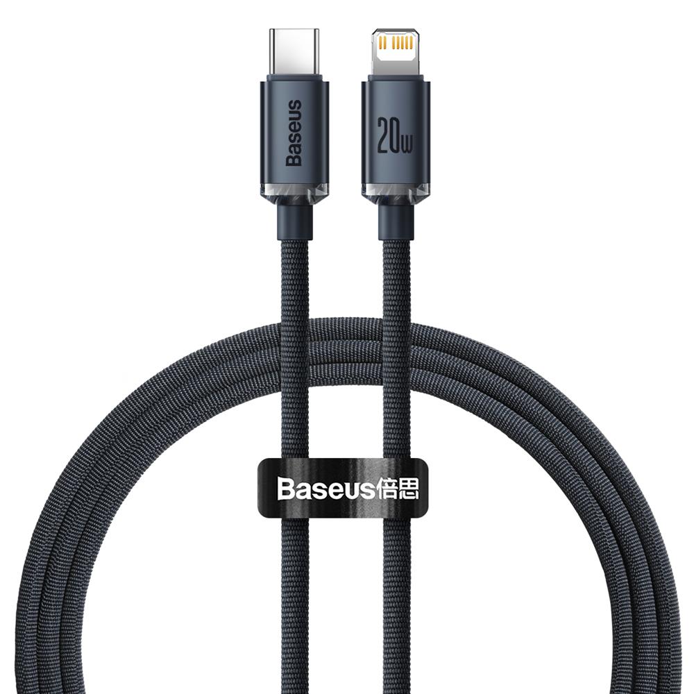 Baseus kabel Crystal Shine USB-C - Lightning 1,2 m 20W svart