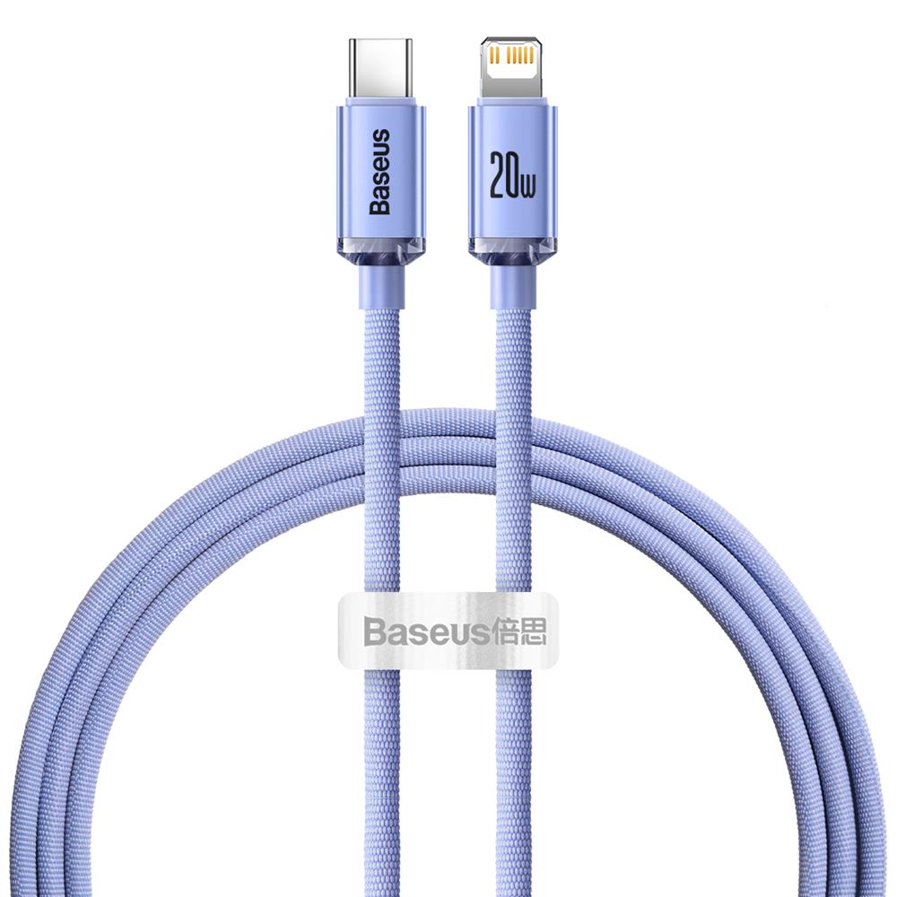 Baseus kabel Crystal Shine USB-C - Lightning 1,2 m 20W lila