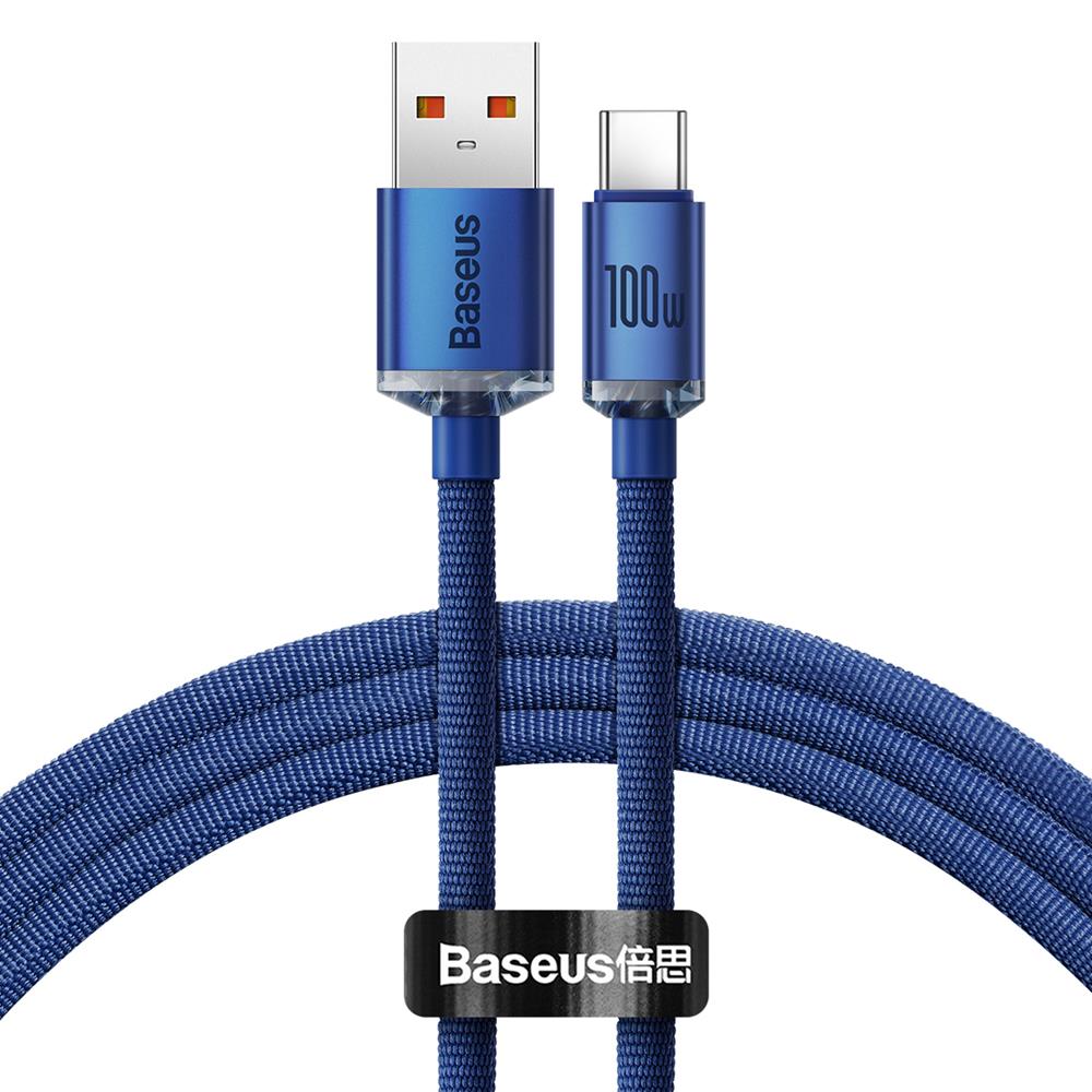 Baseus kabel Crystal Shine USB - USB-C 1,2 m 100W blå