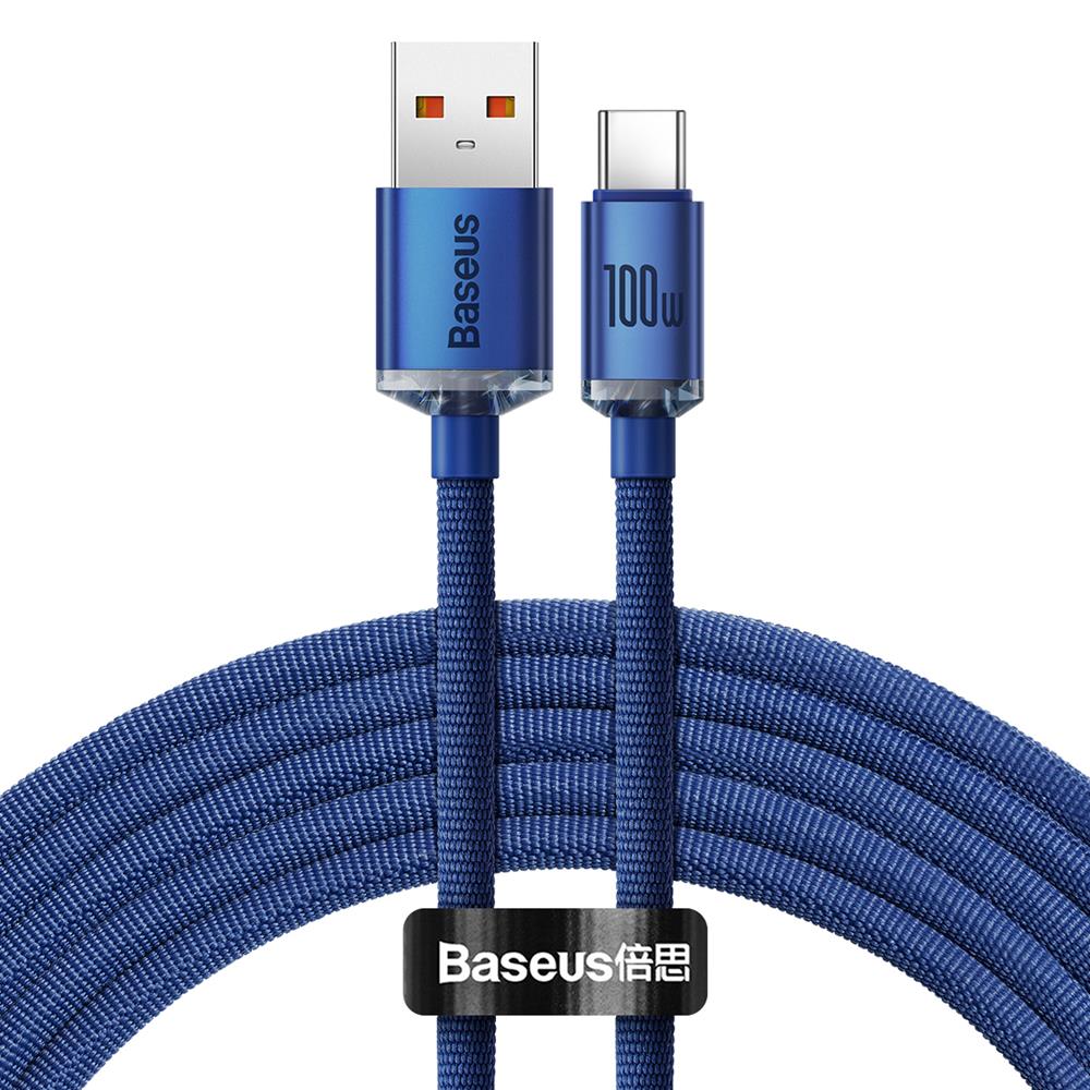 Baseus kabel Crystal Shine USB - USB-C 2,0 m 100W blå