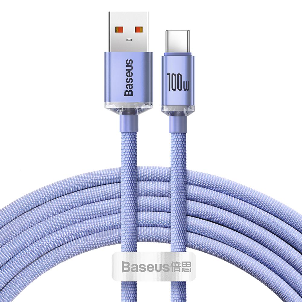 Baseus kabel Crystal Shine USB - USB-C 2,0 m 100W lila