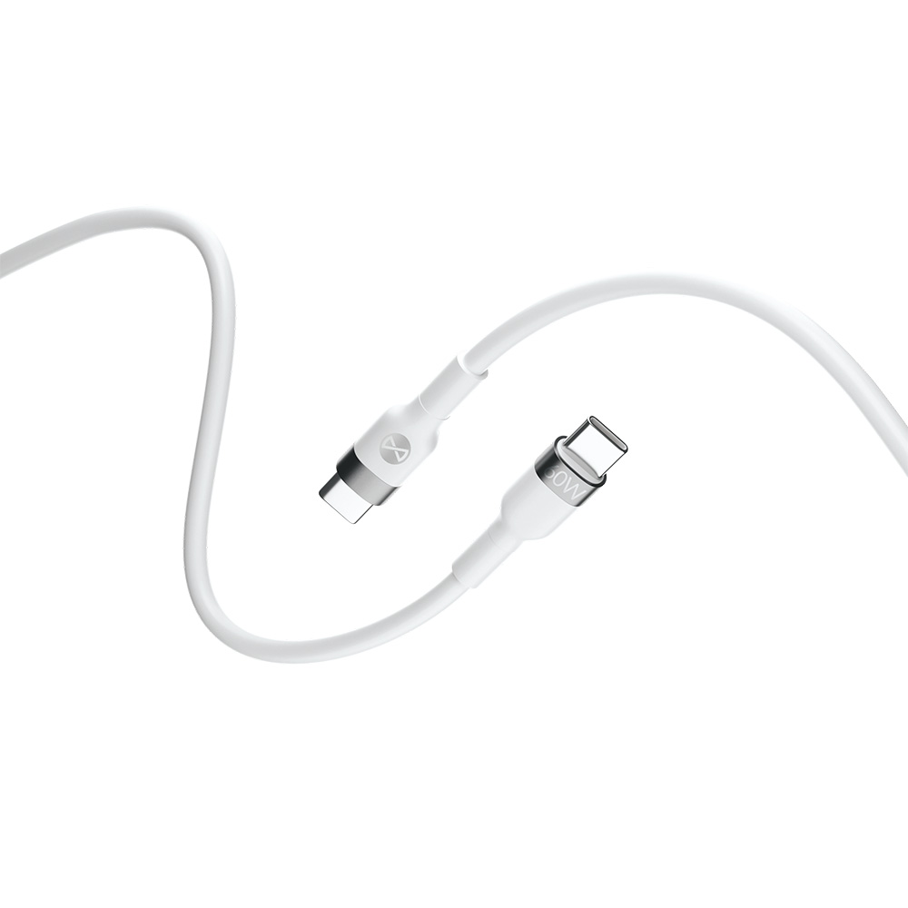 Forever Flexible kabel USB-C - USB-C 2,0 m 60W vit