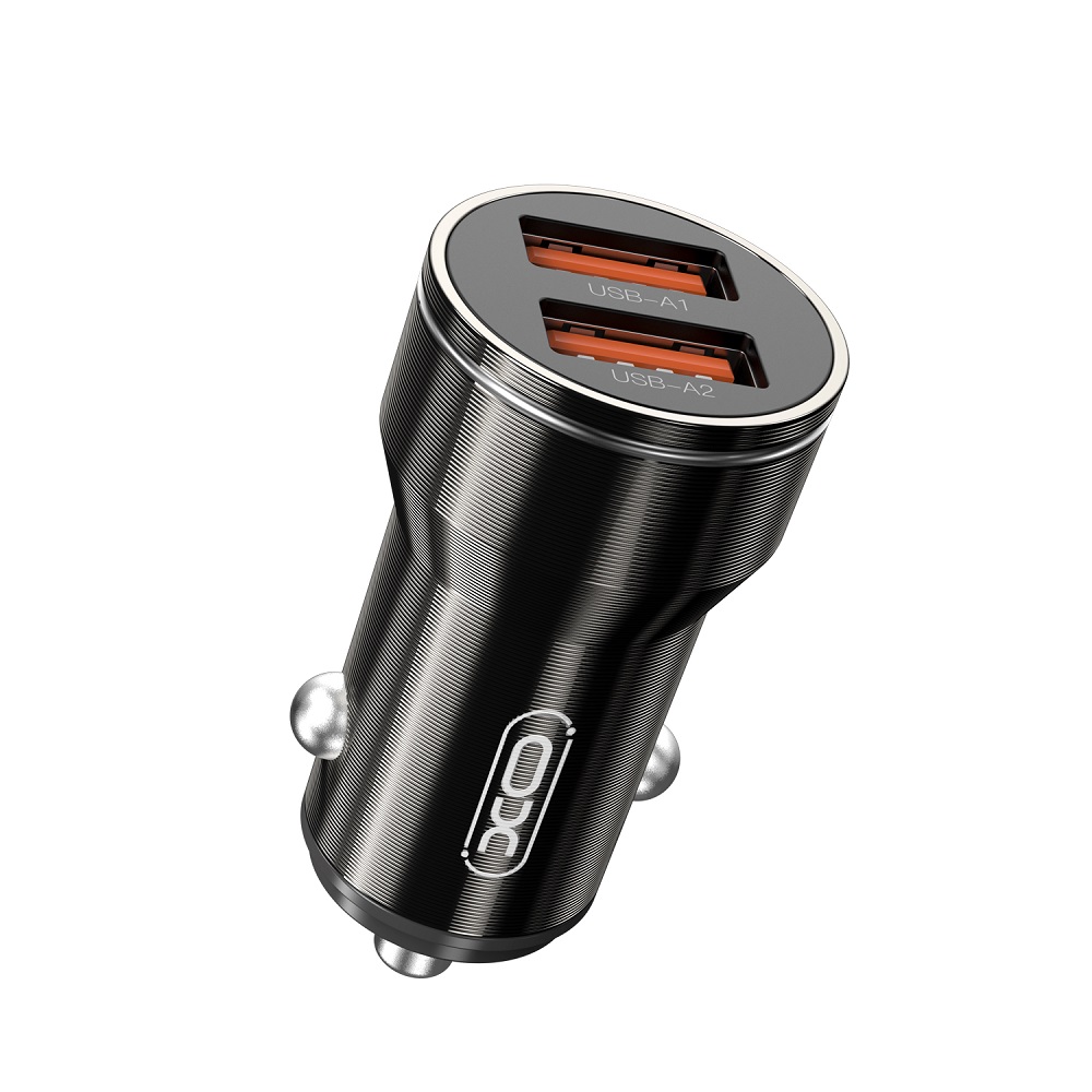 XO car laddare CC48 2x USB 2,4A svart