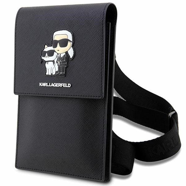 Karl Lagerfeld handbag för phone KLWBSAKCPMK svart hardcase Phone Pounch Universal Saffiano K&C NFT