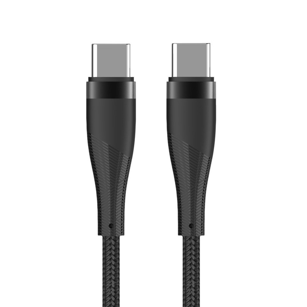 Maxlife MXUC-08 kabel USB-C - USB-C 1,0 m 100W svart nylon