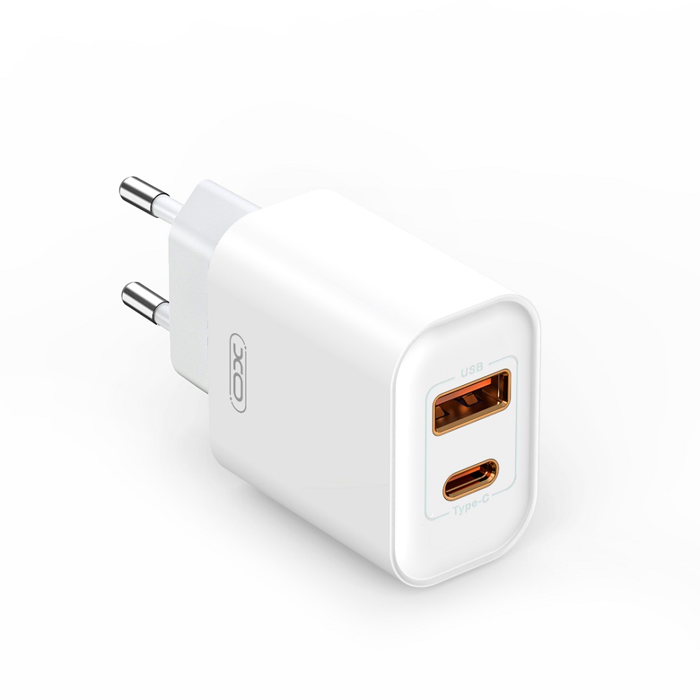 XO wall laddare CE12 PD QC 3 0 20W 1x USB 1x USB-C vit