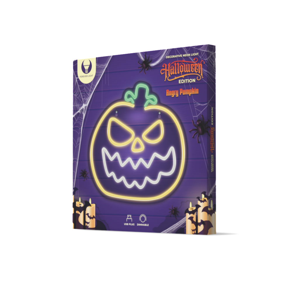 Neon PLEXI LED ANGRY PUMPKIN gul vit FPNE14 Forever Light