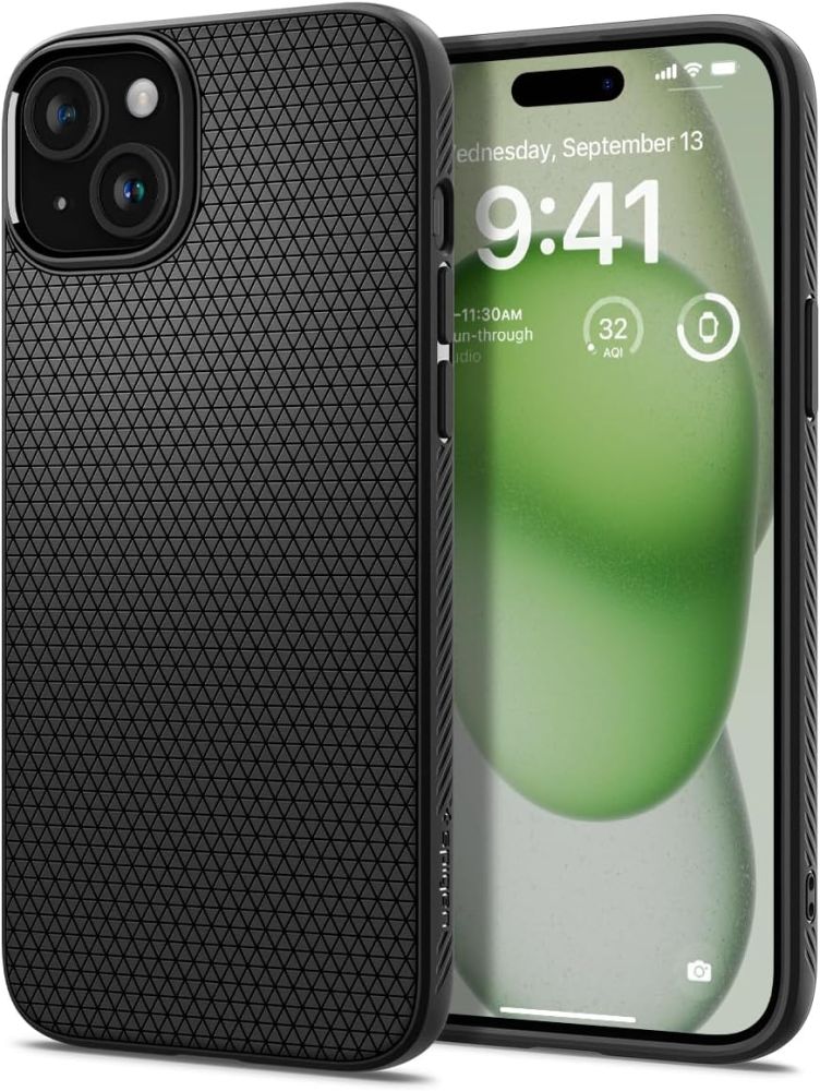 Spigen Liquid Air fodral för iPhone 15 Plus matte svart