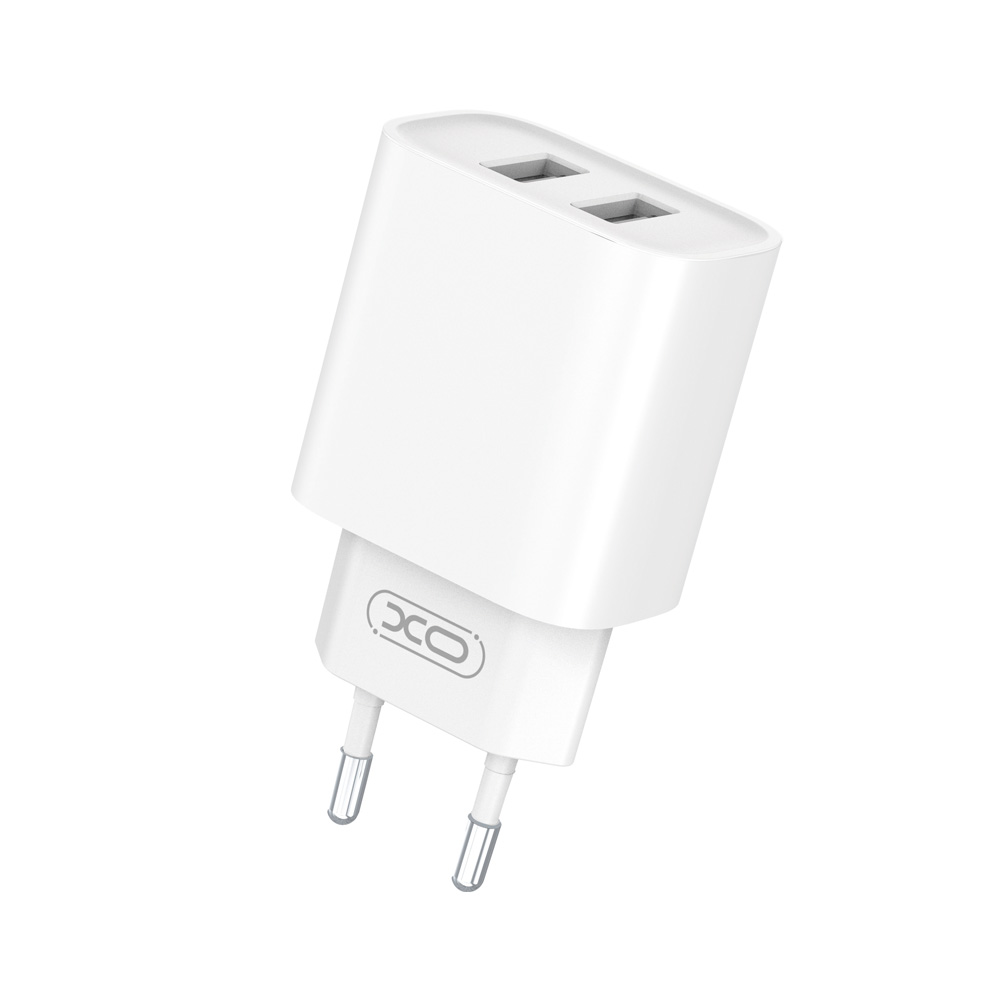 XO wall laddare CE02C 2x USB 2,1A vit