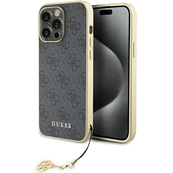 Guess fodral för iPhone 15 Pro Max GUHCP15XGF4GGR grå HC PU 4G Charm