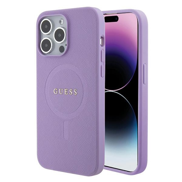 Guess fodral för iPhone 15 Pro Max GUHMP15XPSAHMCU lila hardcase Saffiano MagSafe