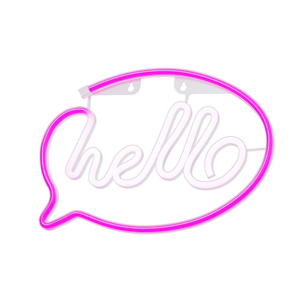 Neon LED Light HELLO rosa vit Bat + USB FLNE15 Forever Light