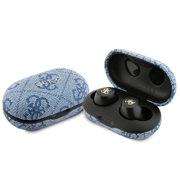 Guess Bluetooth hörlurar GUTWSP4EGB TWS ENC 4G PU METAL LOGO blå