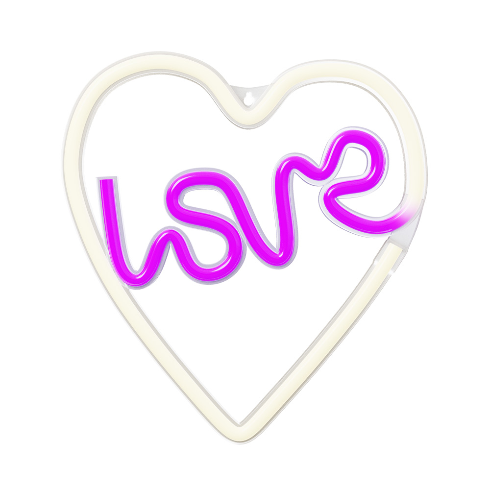 Neon LED Light LOVE HEART lila vit NNE02 Neolia
