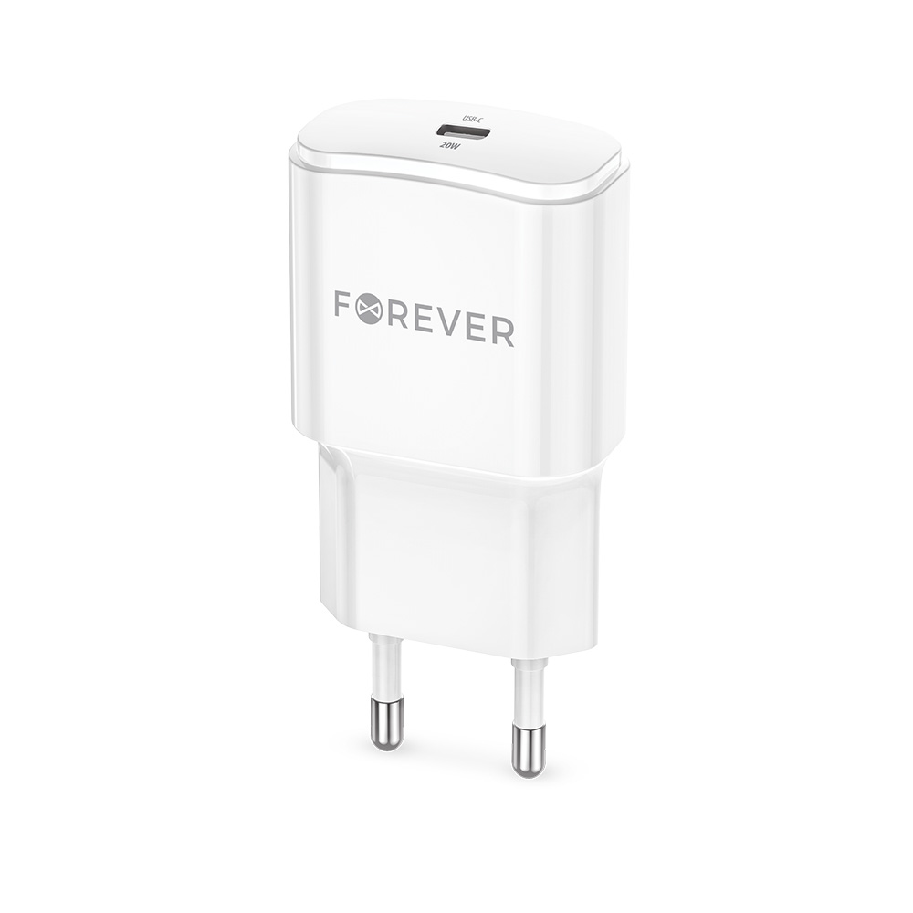 Forever TC-01-20C PD QC laddare 1x USB-C 20W vit