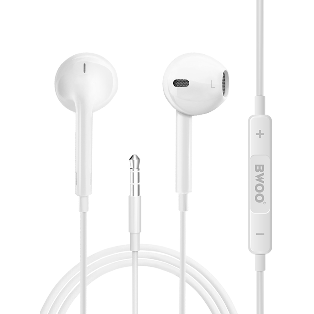 BWOO wired hörlurar 3 5mm stereo vit