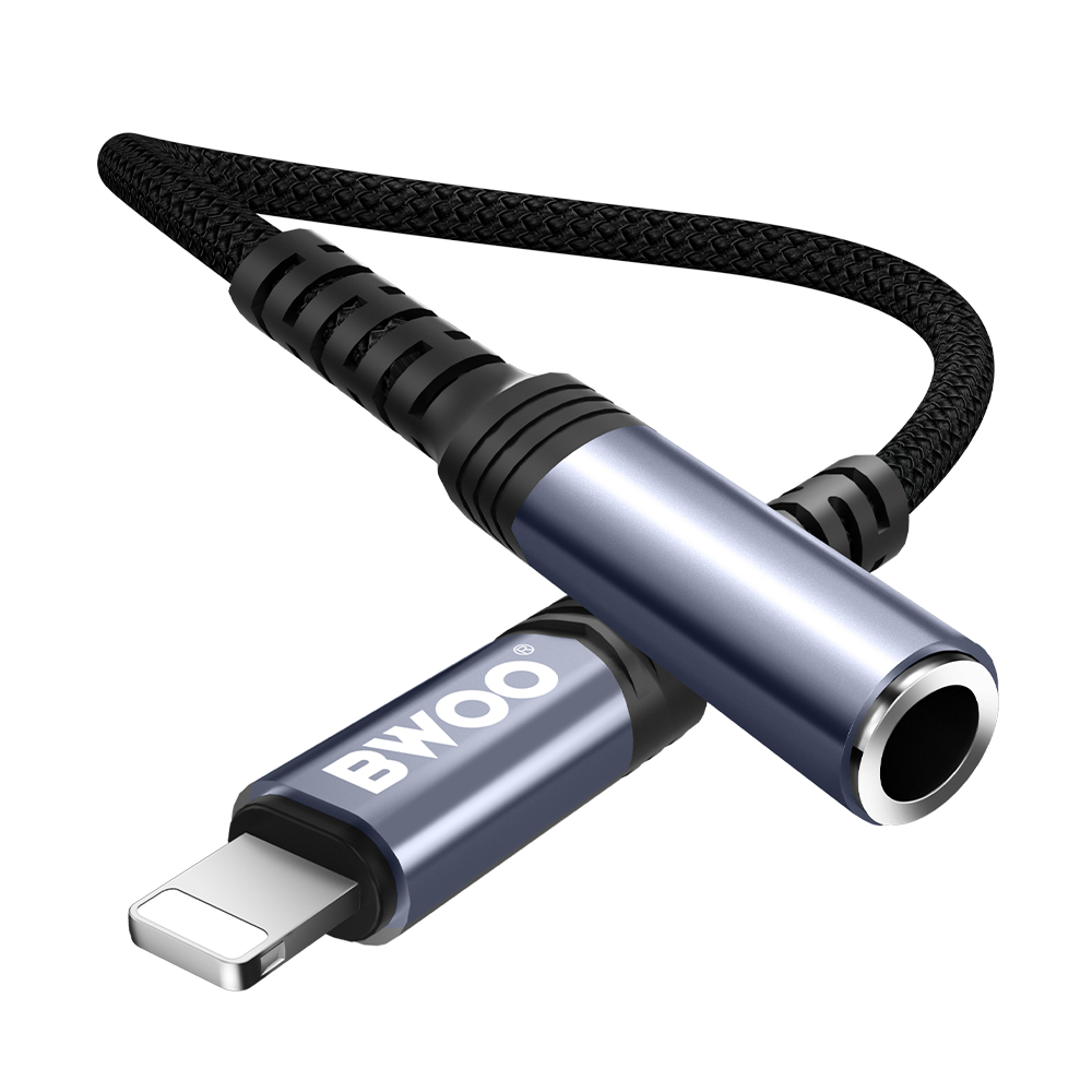 BWOO Adapter AUX 3 5mm - Lightning svart BZ48