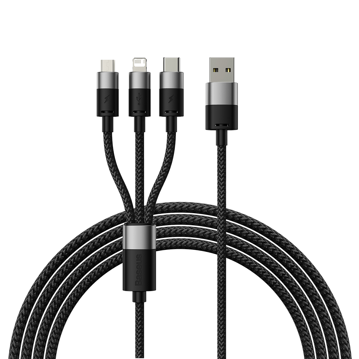 Baseus kabel 3in1 StarSpeed USB - micro USB + Lightning + USB-C 1,2m 3,5A svart