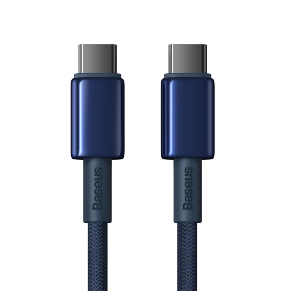 Baseus Tungsten guld Fast Charging Data kabel Type-C to Type-C 100W 2m Deepsea blå