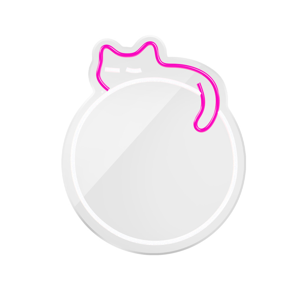 Neon MIRROR LED SLEEPING CAT vit rosa FMNE03 Forever Light