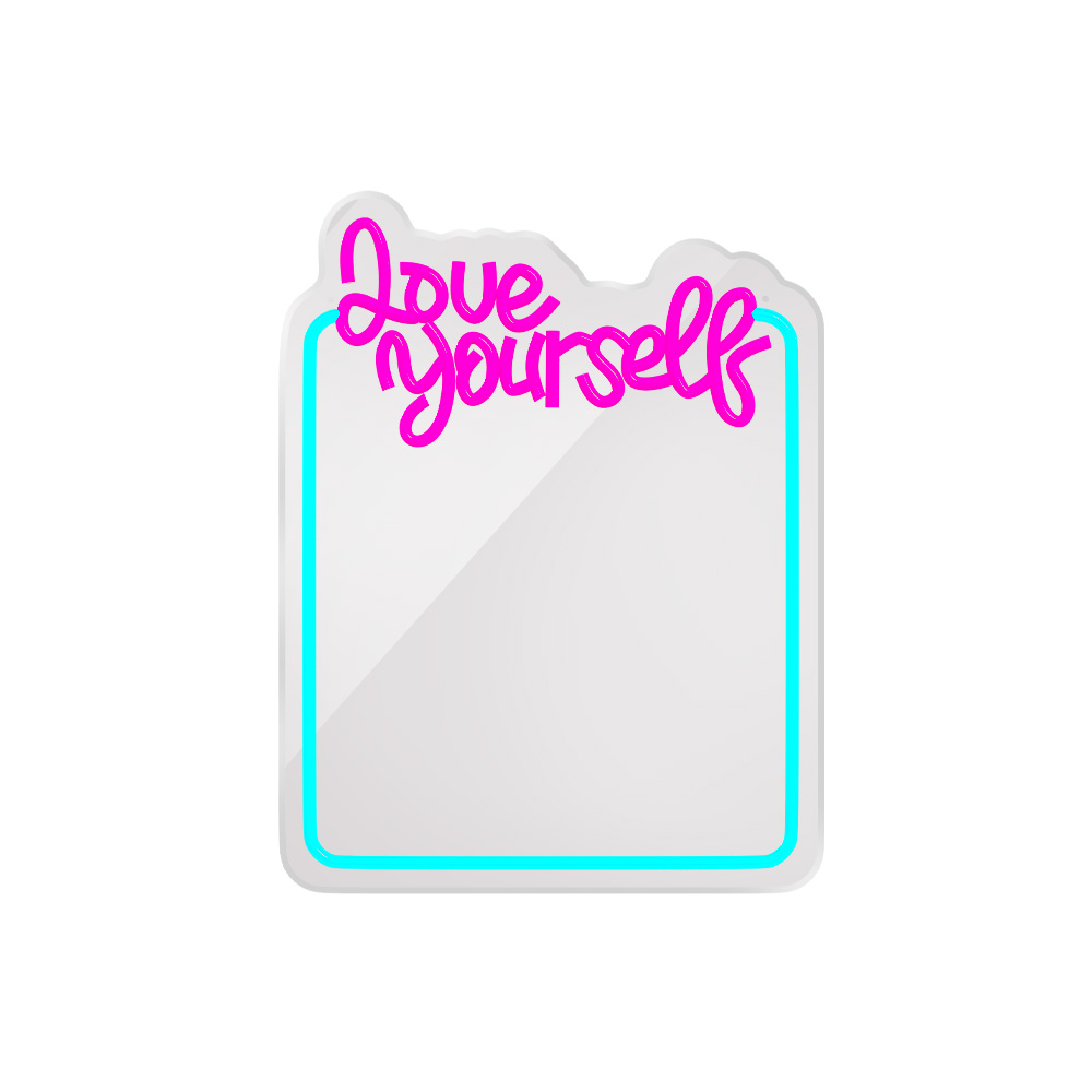 Neon MIRROR LED LOVE YOURSELF turquoise rosa FMNE01 Forever Light