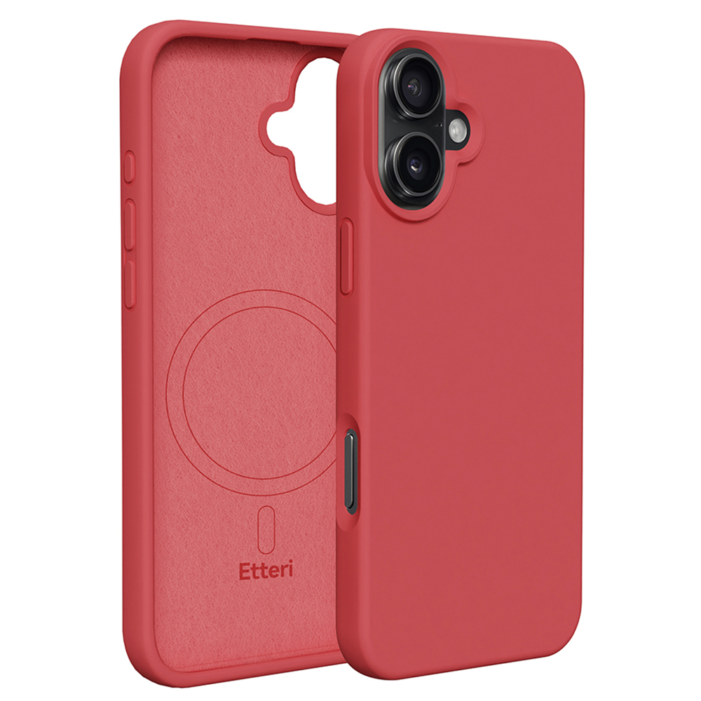 Etteri Silicone Mag skal för iPhone 16 Plus raspberry