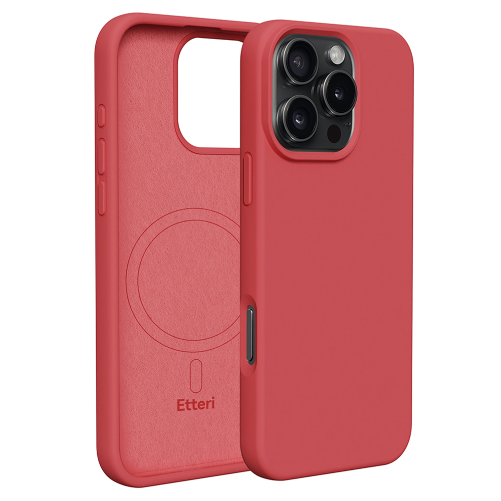 Etteri Silicone Mag skal för iPhone 16 Pro Max raspberry