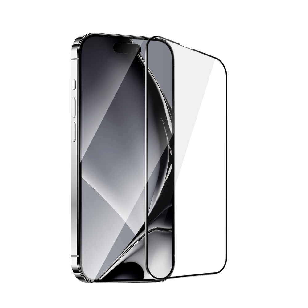 härdat glas metal frame för iPhone 16 Plus svart frame