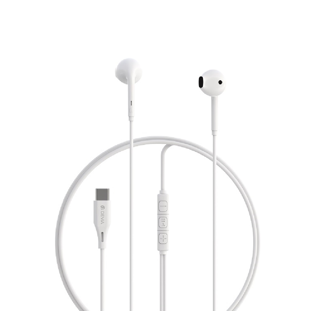 Devia wired hörlurar Kintone A3 Digital USB-C vit