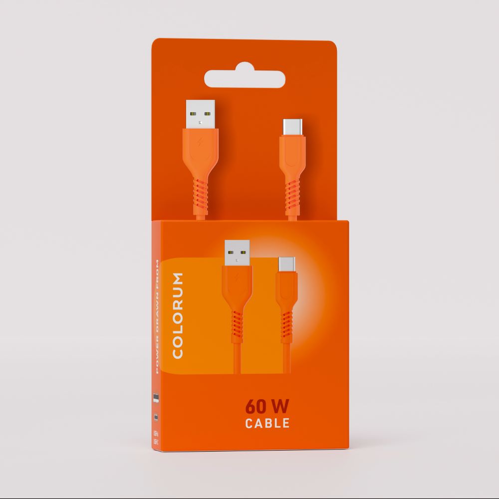 COLORUM kabel USB-A - USB-C 1,8m 3A CK60-AC-10 xOrange | Mobilkliniken