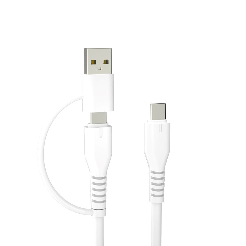 Forever recycling kabel 2w1 1,5m 3A USB-C - USB-C + USB-A KR2W1-00 vit