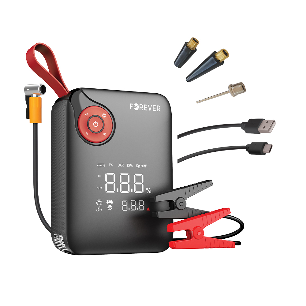 Forever jump starter 4in1 JS-400 26,64Wh svart-röd