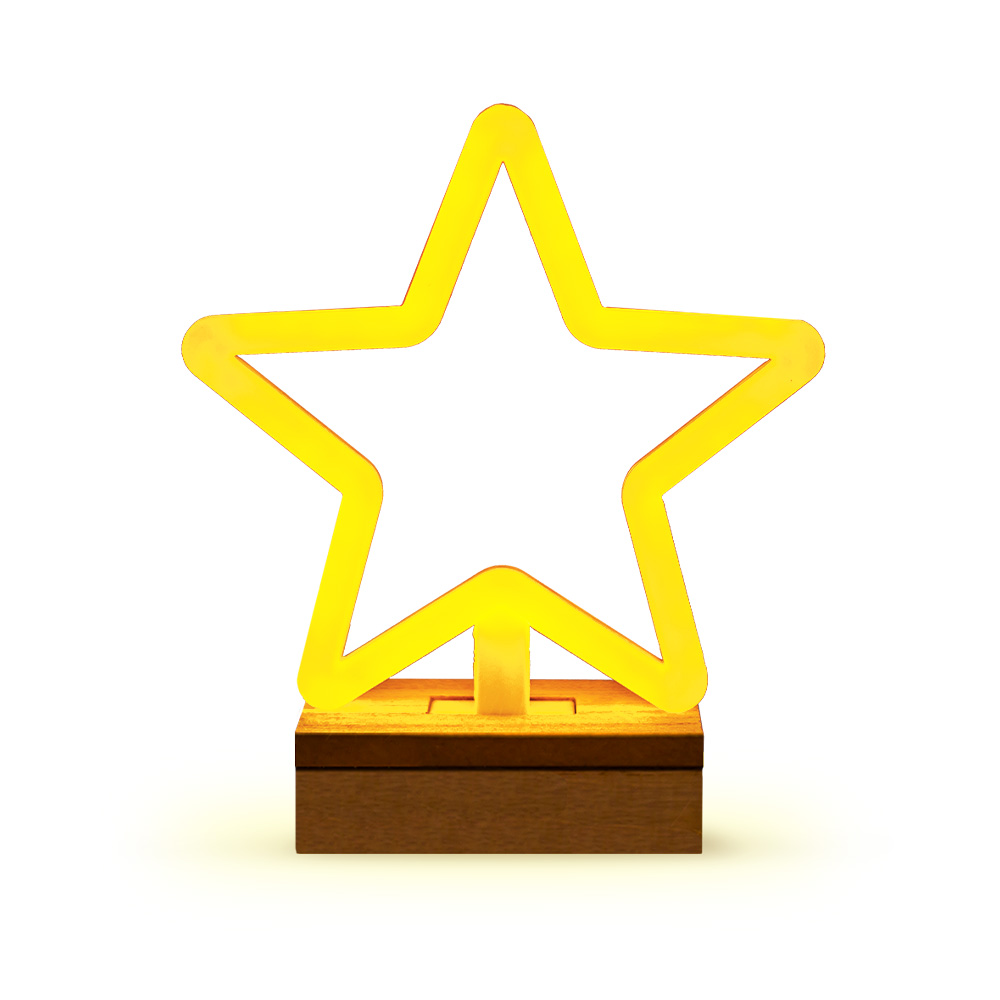 Neon Wood ställ LED STAR warm vit FLNW04 Forever Light