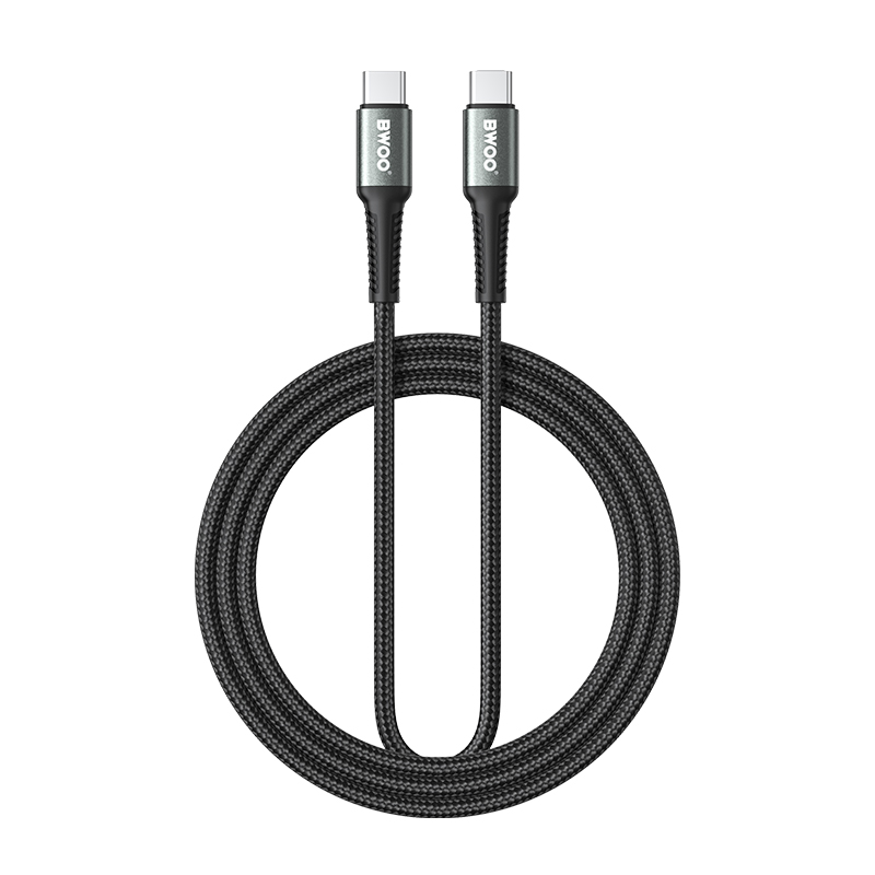 BWOO Braided kabel USB-C - USB-C 2m 60W svart