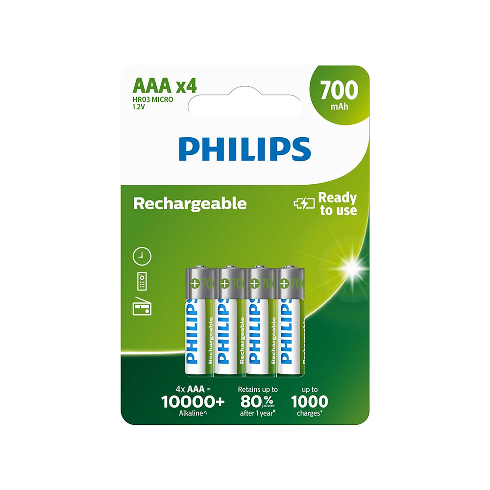 PHILIPS Rechargable battery AAA NiMH 700mAh set of 4pcs