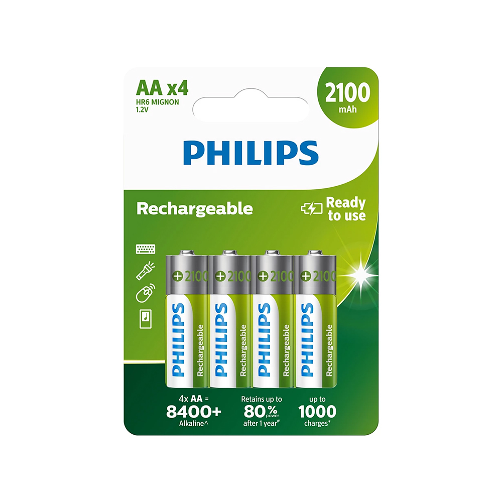 PHILIPS Rechargable batttery AA NiMH 2100mAh set of 4pcs